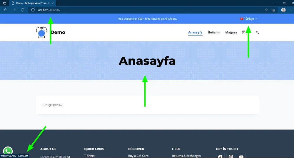 Site Dili Seçimine Göre Farklı WhatsApp Numaraları Tanımlama | multi dil whatsapp tanimlama 001